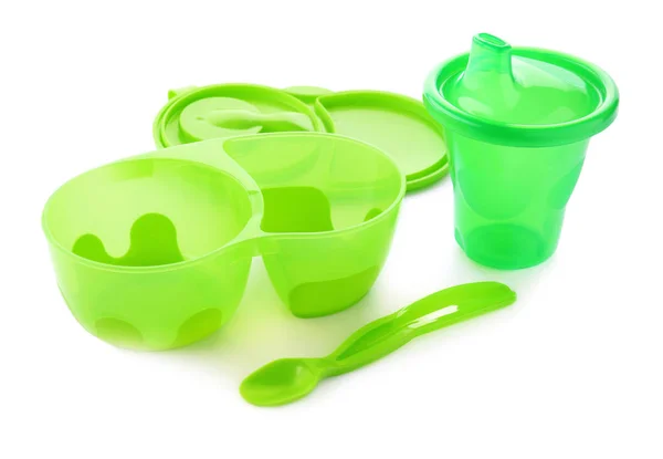 Яркая посуда для ребенка — стоковое фото