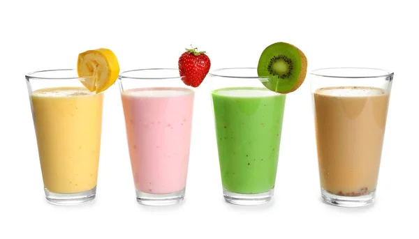 Glasses of fresh protein shakes — Stock Photo, Image