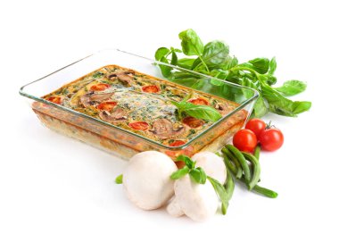 Yemek pişirme içinde ıspanak frittata