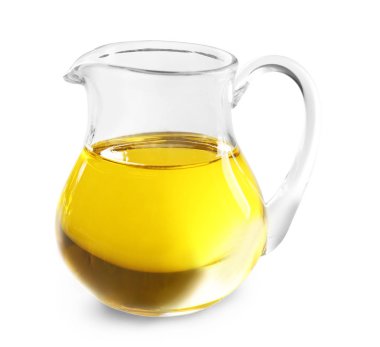 Beyaz arka plan üzerine yağlıboya ile cam sürahi