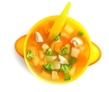 Bebek için çorba ile kase