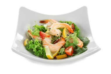 Lezzetli taze karides salatası 