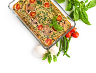Yemek pişirme içinde ıspanak frittata