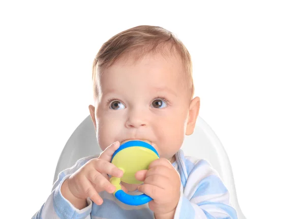 Cute little baby with nibbler — Stock Photo, Image