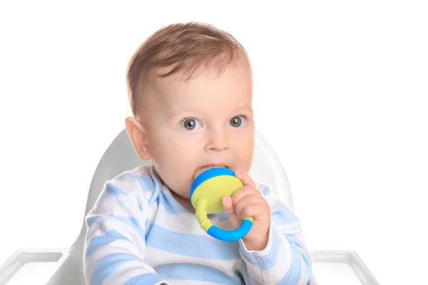 Söt liten baby med nibbler — Stockfoto