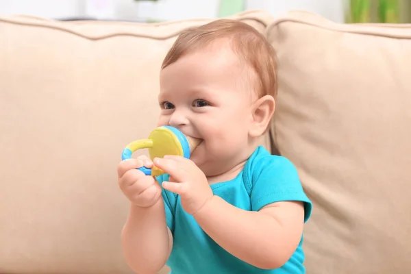 Cute little baby with nibbler — Stock Photo, Image