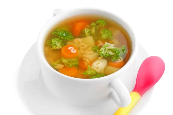 Skål med soppa för baby — Stockfoto