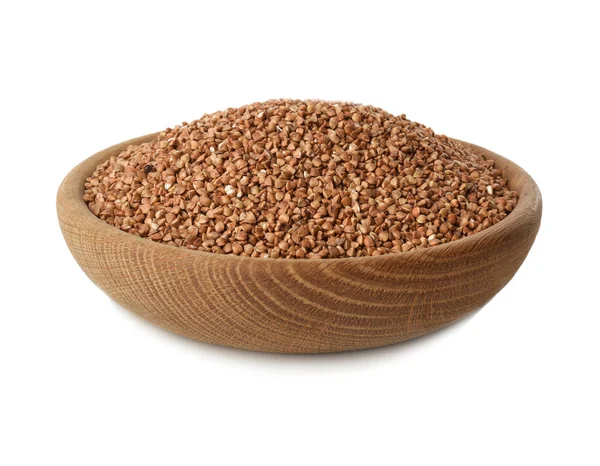Plate with raw buckwheat — Stock Photo, Image