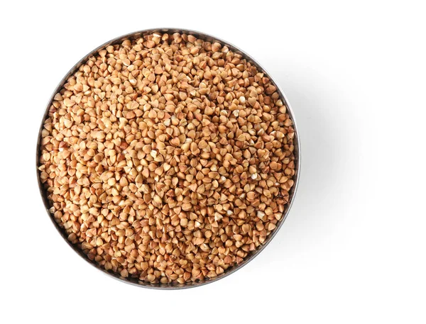 Raw buckwheat in bowl — Stock Photo, Image