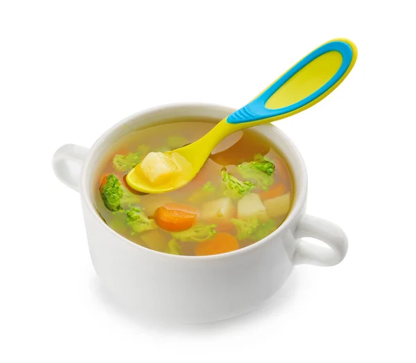 Миска з супом для дитини — стокове фото