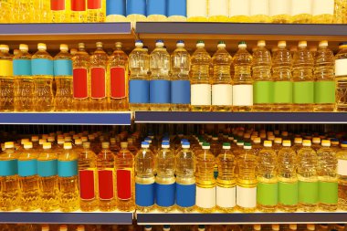 Pişirme yağı raf ile şişe 