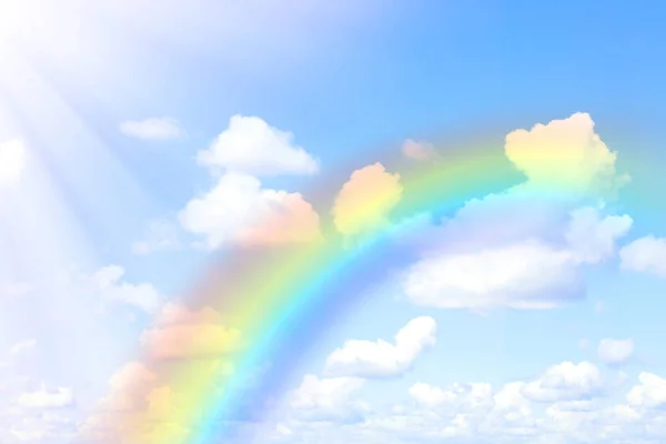 clouds and rainbow in sky