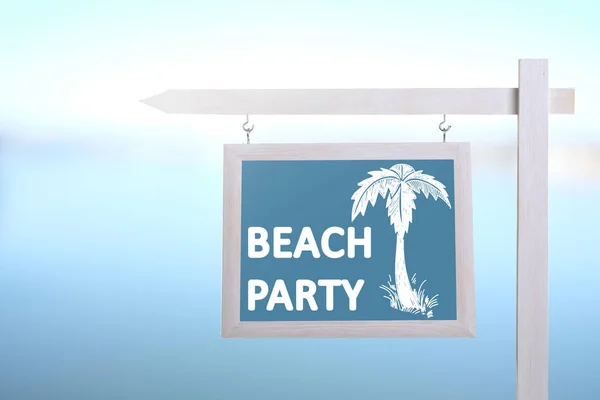 Signboard Text Beach Party Blurred Background — Stock Photo, Image