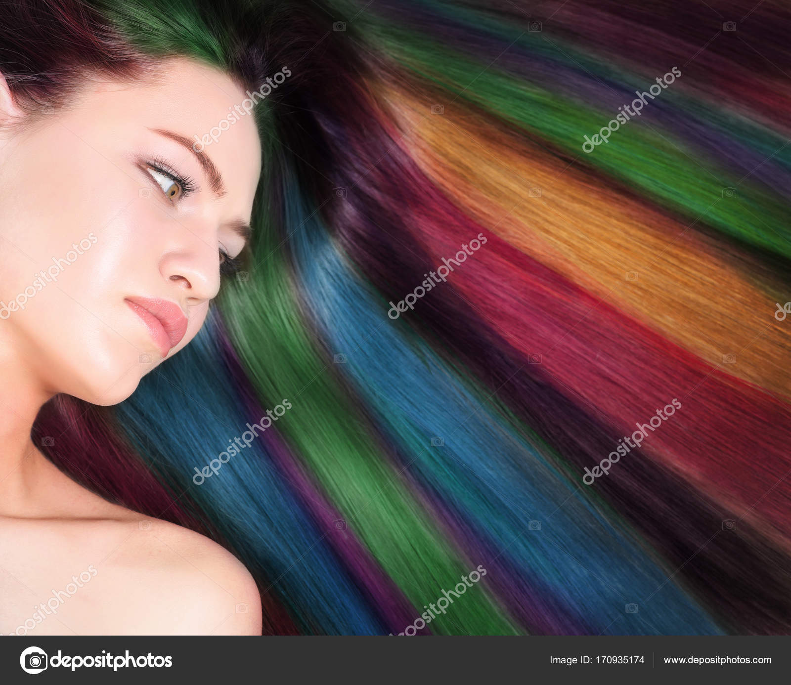 Young Woman Rainbow Dyed Hair Stock Photo C Belchonock 170935174