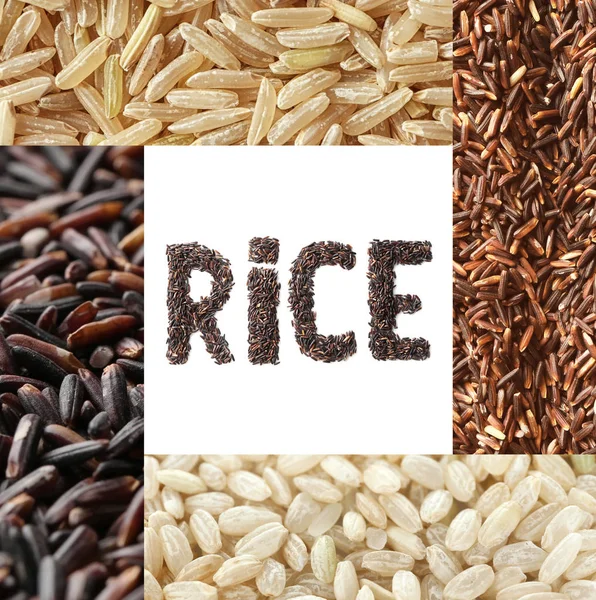 Collage con colección de arroz — Foto de Stock