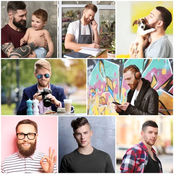 Collage med snygga unga män — Stockfoto