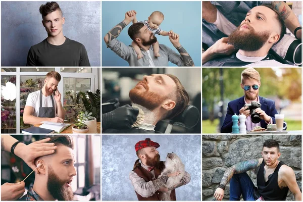 Collage mit stylischen jungen Männern — Stockfoto