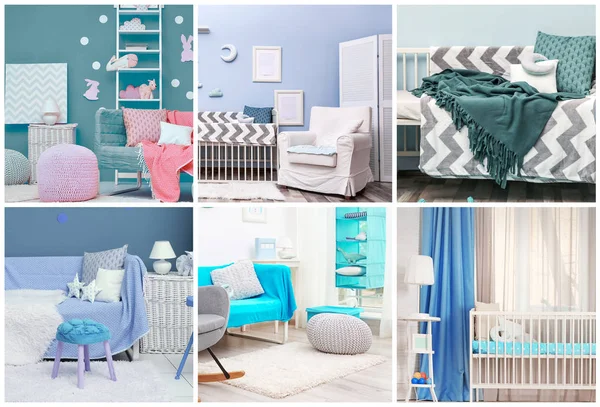 Collage mit Ideen für die Einrichtung von Kinderzimmern — Stockfoto