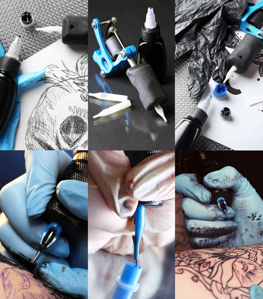 Koláž na téma tetování — Stock fotografie
