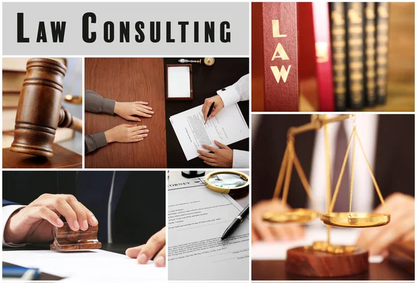 Collage voor wet concept consulting — Stockfoto