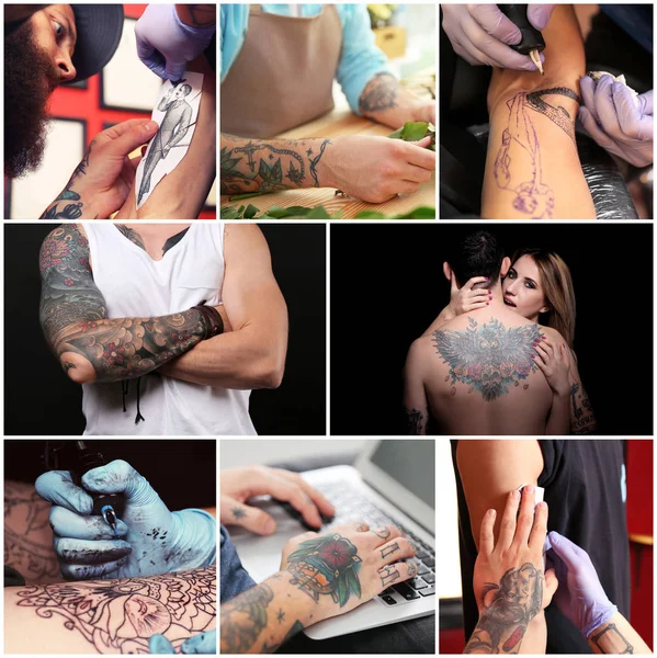 Collage con hombres tatuados con estilo — Foto de Stock