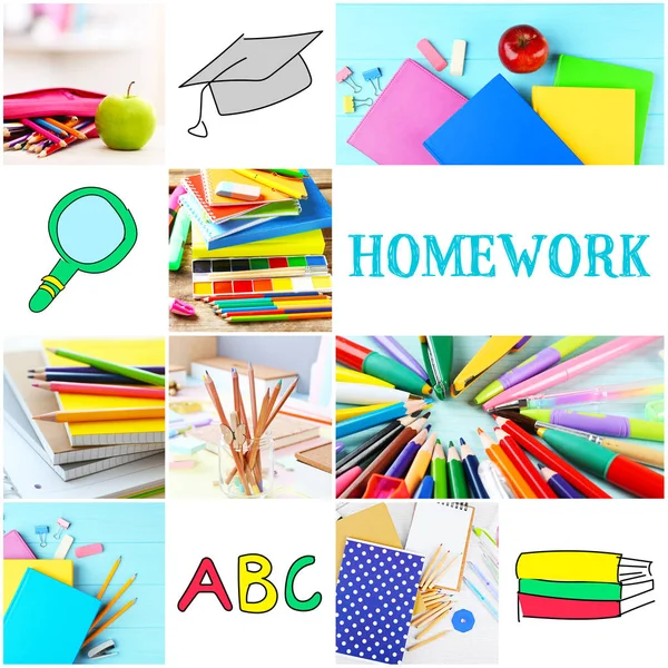 Collage avec mot HOMEWORK — Photo