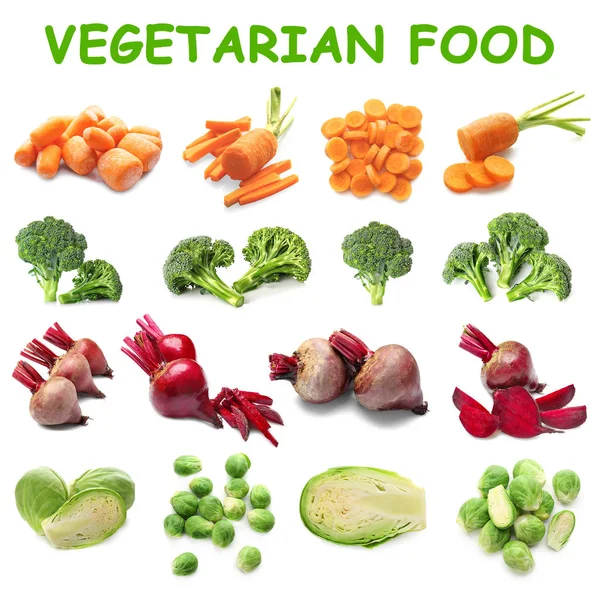 不同蔬菜的抽象拼贴画 — 图库照片