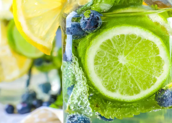 Mason jar of healthy infused water,  closeup — Stock Photo, Image