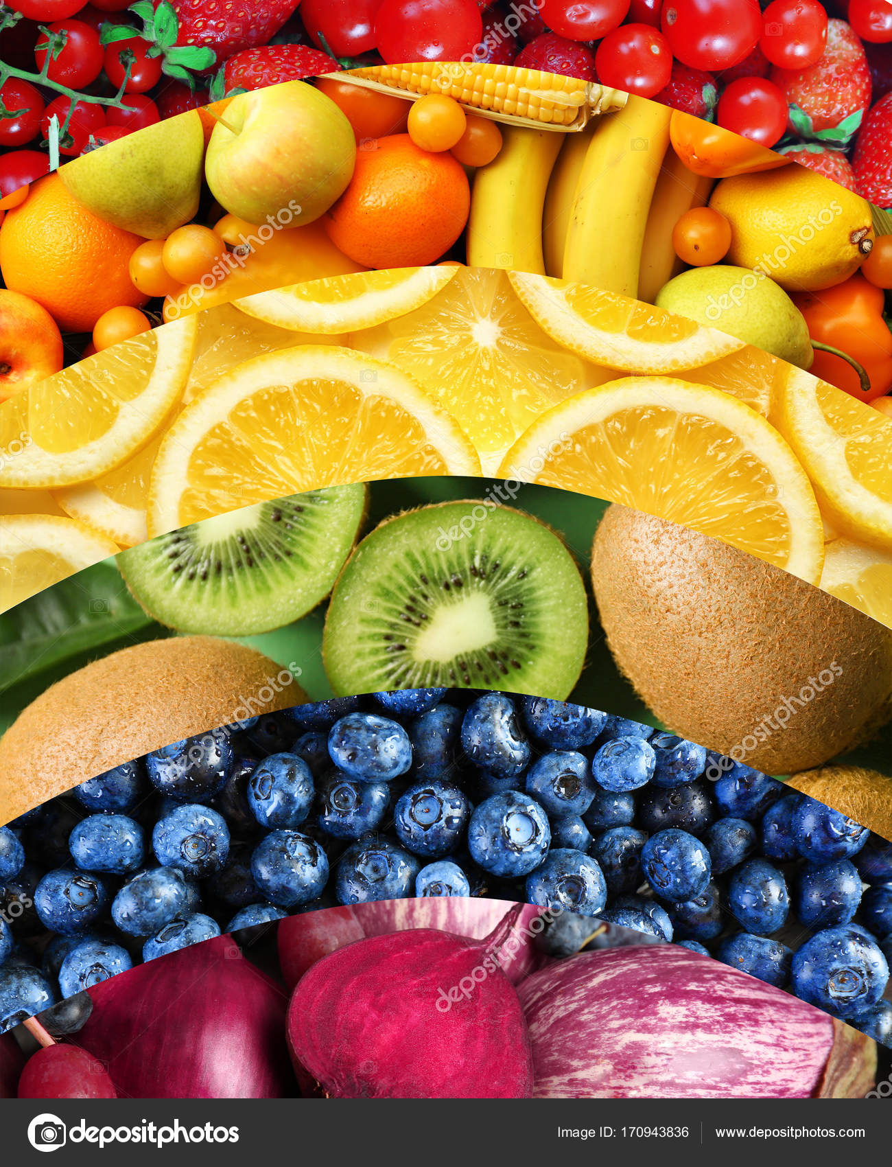 Коллаж различных фруктов, овощей и ягод — Стоковое фото