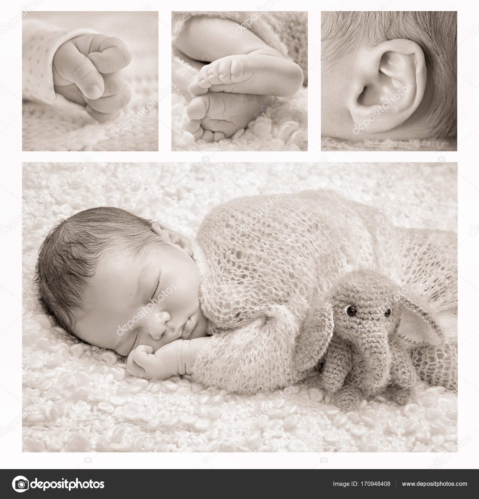 Collage With Cute Newborn Baby Stock Photo C Belchonock