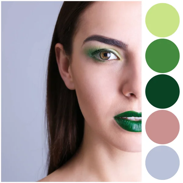 Paleta de cores e mulher bonita — Fotografia de Stock