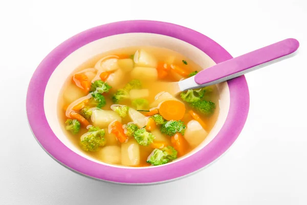 Piring sup bayi lezat, terisolasi di atas putih — Stok Foto
