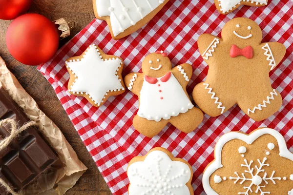 Creative Christmas cookies on napkin — Stock Photo, Image