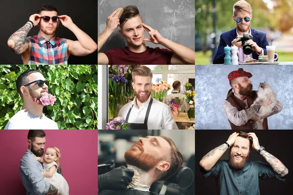 Collage mit stylischen jungen Männern — Stockfoto