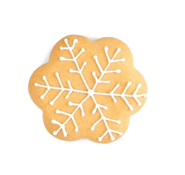 Beyaz zemin üzerine lezzetli Noel kurabiyesi — Stok fotoğraf