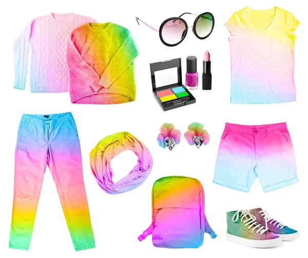 Conjunto de moda de cores do arco-íris — Fotografia de Stock