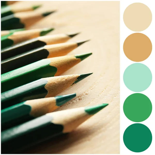 Color palette and green pencils