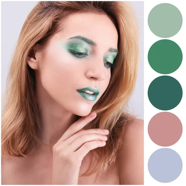 Color palette and beautiful woman — Stock Photo, Image