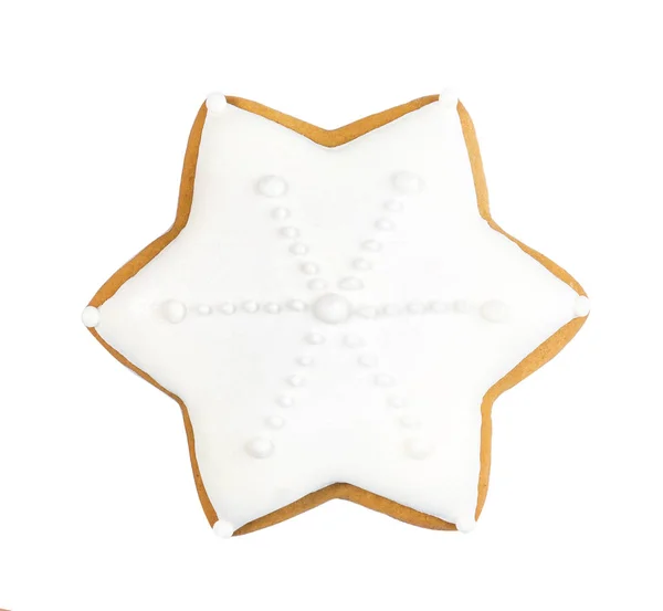 Beyaz zemin üzerine lezzetli Noel kurabiyesi — Stok fotoğraf