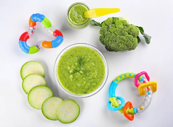 Bowl of creamy baby vegetable soup — Stock Image Bowl of creamy baby vegetable soup Royalty Free Stock Photos