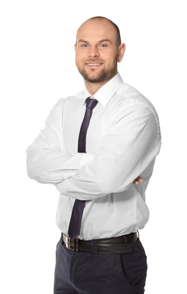 Young man on white background — Stock Photo, Image