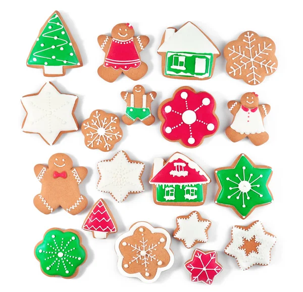 Delicious Christmas cookies on white background — Stock Photo, Image