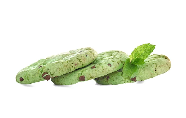 Mint chocolate chip cookies — Stock Photo, Image