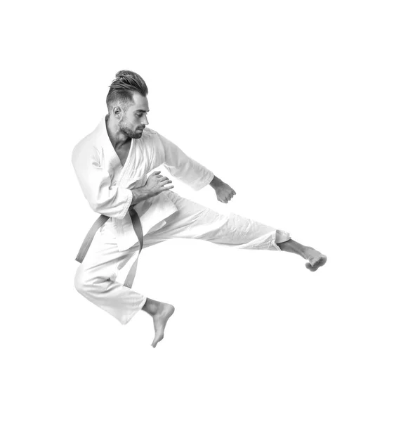 Joven practicando karate — Foto de Stock