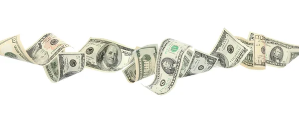 Fliegendes Geld auf weißem Hintergrund — Stockfoto