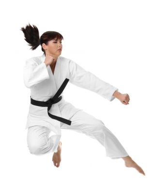 Genç kadın karate pratik 