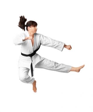 Genç kadın karate pratik 