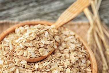 Yulaf ezmesi gevreği, closeup ile kase