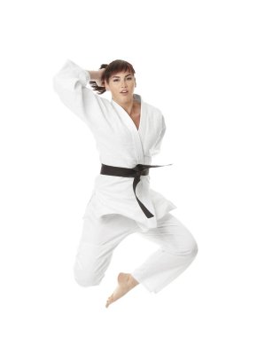 Genç kadın karate pratik 