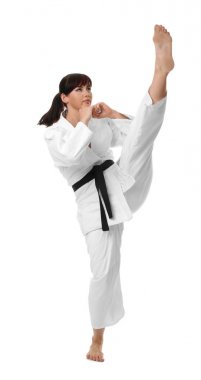 Genç kadın karate pratik 